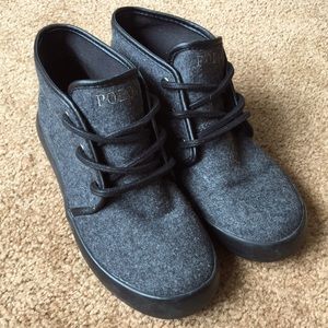 Polo Ralph Lauren Gray Canvas Sneaker Boot, US Boys Size 3 (Women’s 5.5-6)